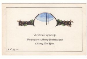 Christmas Greetings, Signed C.R. Cleves, Vintage Christmas Card #2