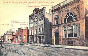 Middletown CT Post Office Masonic, Bank, Middletown Club Buildings Postcard