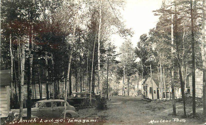 Amich Lodge Temagami 1949 Ontario Canada Maclean RPPC real photo 8932