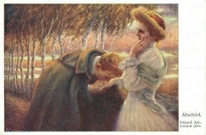 Romantic Couple Kissing His Ladies Hand Vintage Postcard 08.35