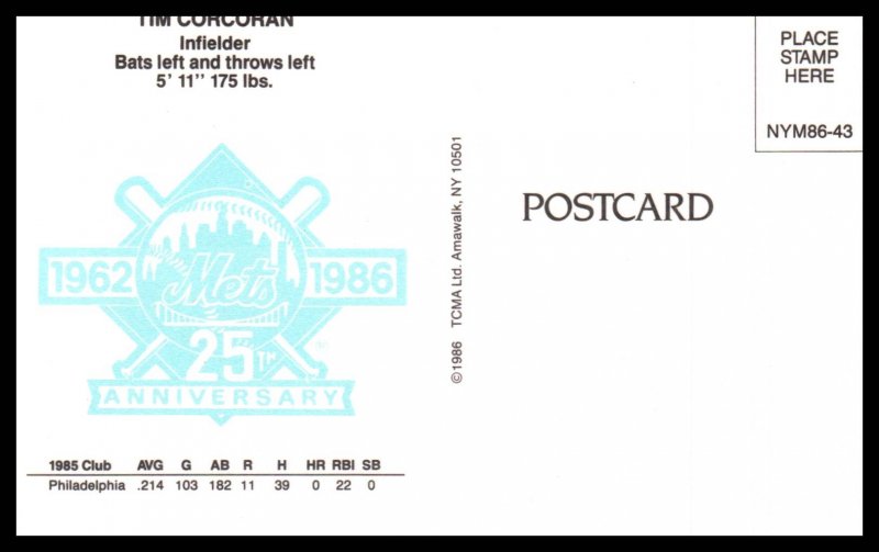 Tim Corcoran,Infielder,New York Mets Baseball