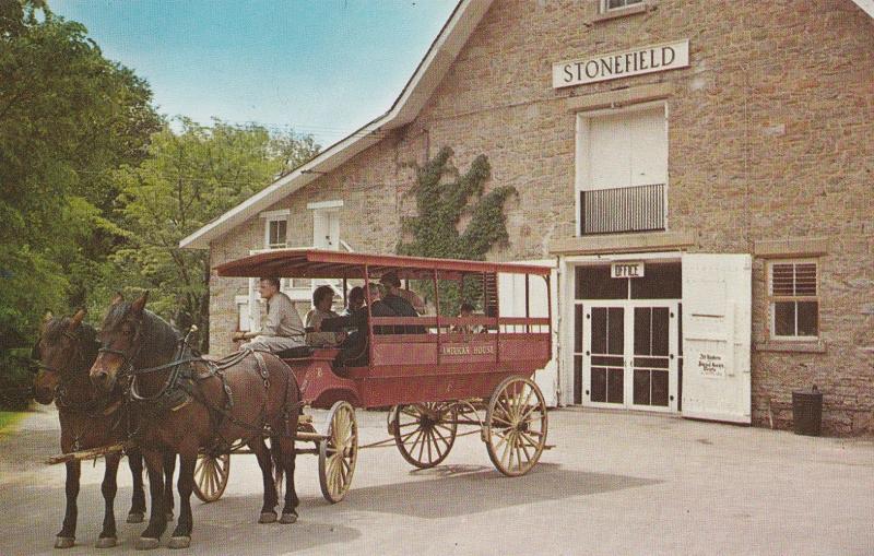 Horse-Drawn Bus Postcard Stonefield Wisconsin American House