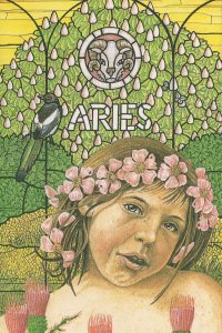 Aries Child By Stained Glass Window Rare Horoscope Postcard