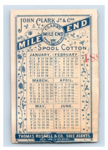 1880s Clark's Mile-end Spool Cotton Scrap Calendars Grapes Girl Lot Of 2 F131