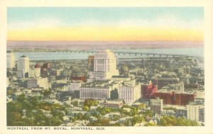 Montreal Canada View of Montreal from Mount Royal WB Postcard Unused