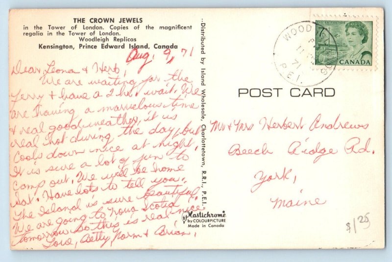 Kensington Prince Edward Island Canada Postcard The Crown Jewels 1971