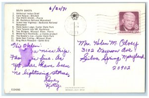 1971 Greeting From Salem South Dakota Maps Directions Vintage Posted Postcard