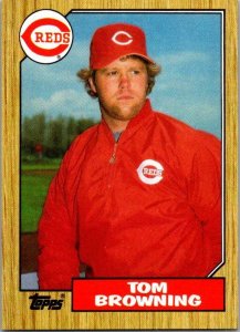 1987 Topps Baseball Card Tom Browning Cincinnati Reds sk3292