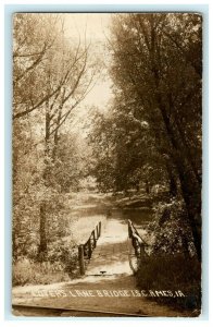 Lover's Lane Bridge ISC Ames Iowa University c1930's RPPC Photo Postcard 