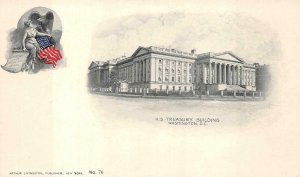 U.S. TREASURY BUILDING WASHINGTON DC PATRIOTIC POSTCARD (c. 1900)