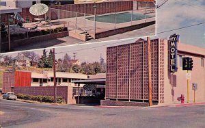 Auburn California 1950s Postcard Ivy Motel Swimming Pool