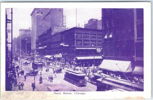 c1910s Chicago IL State Street Downtown Purple Litho Photo Postcard Main St A102