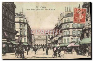 Old Postcard Paris Rue du Havre and Gare Saint Lazare