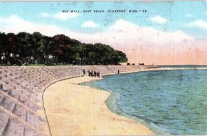 Postcard BEACH SCENE Gulfport Mississippi MS AI0449