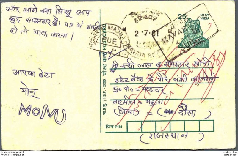 India Postal Stationery Tiger 25