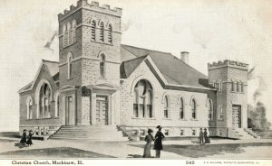 Vintage Postcard Christian Church Religious Building Parish Mackinaw Illinois