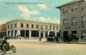 Postcard 1913  Idaho Twin Falls Corner of Mai autos Spokane 23-13853