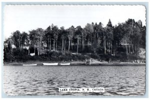 c1950's Boats Forest View Of Lake Utopia N.B. Canada RPPC Photo Postcard 