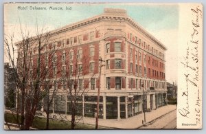 Muncie Indiana~Hotel Delaware~Ground Floor Drug Store~Bar~1906 Hand-Colored PC