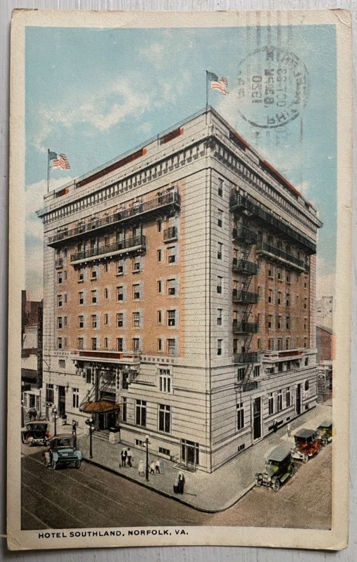 Vintage Postcard 1920 Hotel Southland Norfolk Virginia