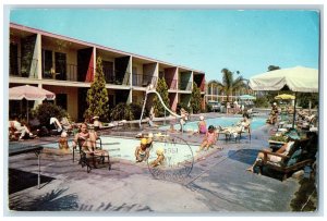 1964 Fantasy Motel Restaurant Swimming Pool Kids Anaheim California CA Postcard