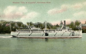 Circa 1900-09 Steamer City of Augusta, Kennebec River Maine Vintage Postcard P17