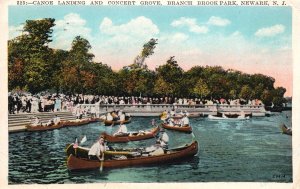 Vintage Postcard 1930 Canoe Landing & Concert Grove Branch Brook Park Newark NJ