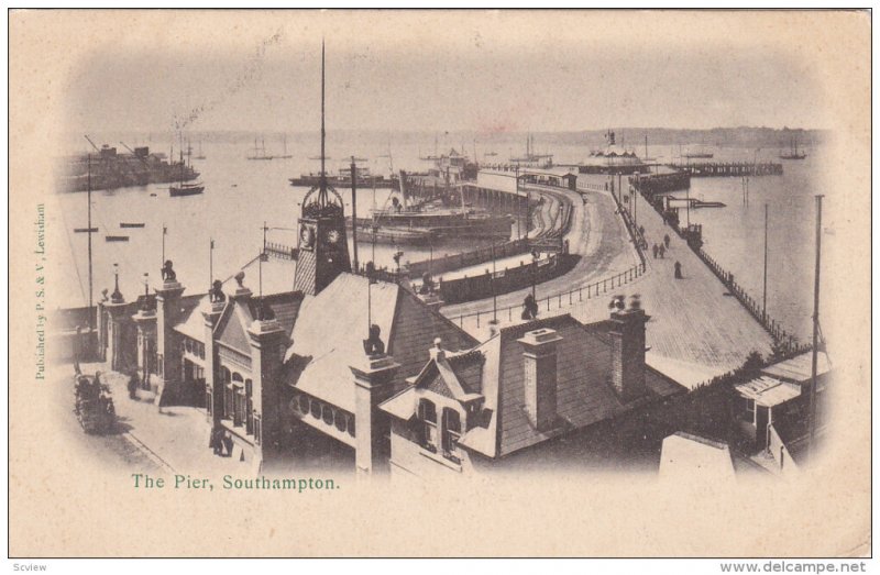 SOUTHAMPTON, Hampshire, England, 1900-1910's; Aerial View Of The Pier