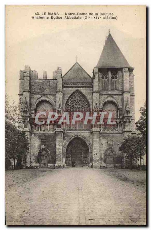 Old Postcard Le Mans Our Lady of Couture Old Church Abbey XI XIV century