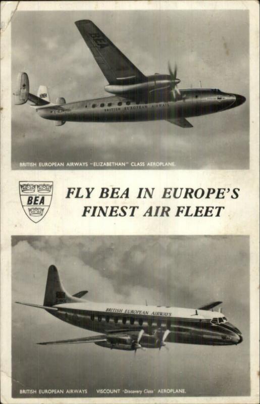 BEA British European Airways Airplanes Viscount Real Photo Postcard