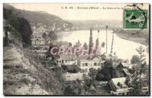 Old Postcard Environs d & # 39Elbeuf The Seine and canals