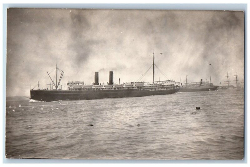 WWI Postcard RPPC Photo US Transport Ship c1910's Unposted Antique