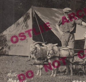 rppc c1915 CROSS COUNTRY TRAVELER Goat Cart GLACIER NATIONAL PARK Trail Railroad