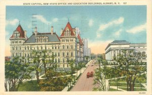 Albany NY State Capitol State Offices Ed. Building WB Postmarked 1938 Red Cross