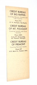 Credit Bureaus of Big Rapids Mt Pleasant 20 Front Strike Matchbook Cover