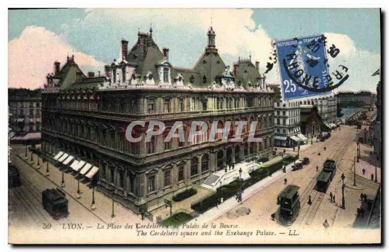 Postcard Old Lyon Place des Cordeliers and the Stock Exchange Palace