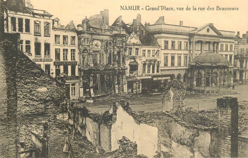 Belgium Namur Grand Place ruins after World War 1 bombing