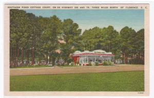 Southern Pines Cottage Court Florence SC linen postcard