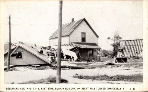 Postcard Delaware Avenue and E Streets East Side After Tornado in Lorain, Ohio