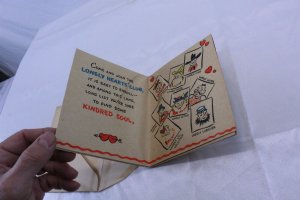 Vintage 1948 Un-used Craft Paper Folded Hallmark Valentine Card Open 23 x 18