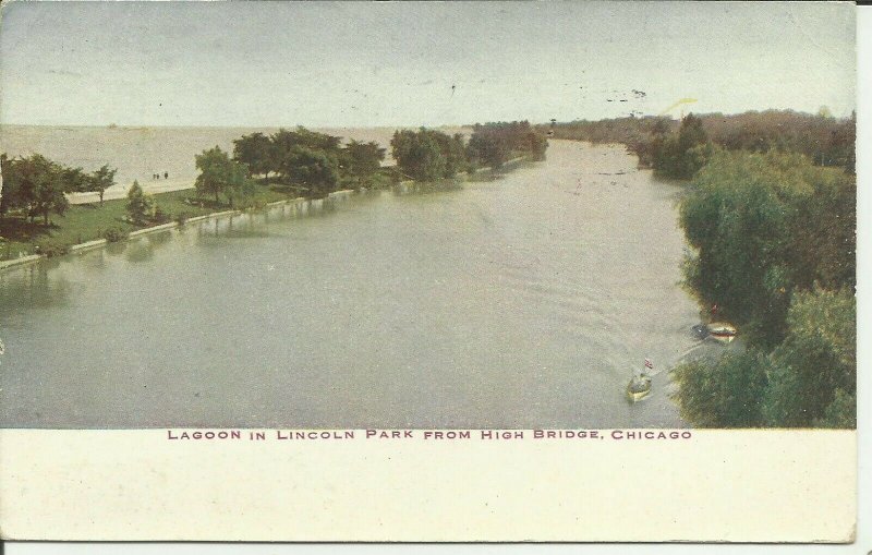 Chicago, Lagoon In Lincoln Park From High Bridge