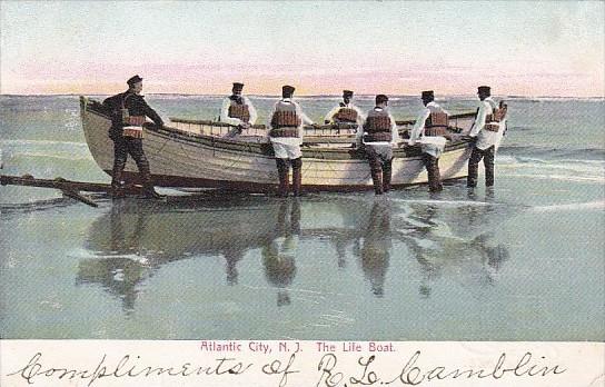 New Jersey Atlantic City Life Saving Crew With Lifeboat 1905