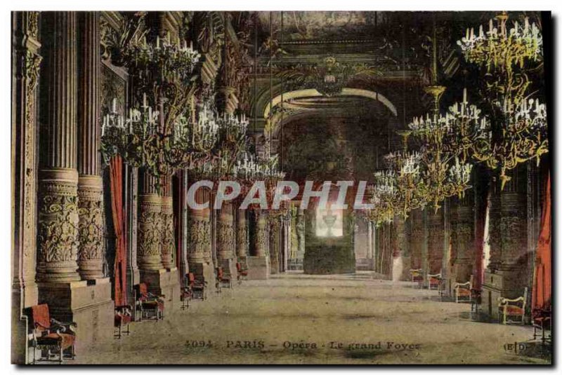 Old Postcard Paris Opera Grand Foyer