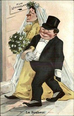 Funny Looking Bride Groom Wedding Newlyweds Comic A/S Hub...