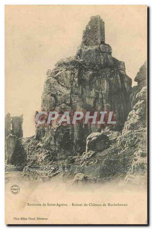 Old Postcard Environs of St. Agreve Ruins of Chateau de Rochebonne