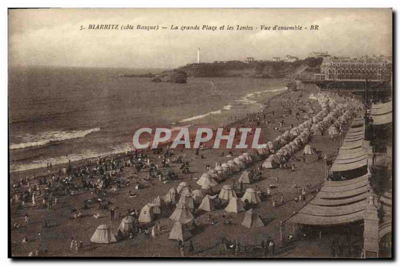 Old Postcard Biarritz La Grande Place and tents view all