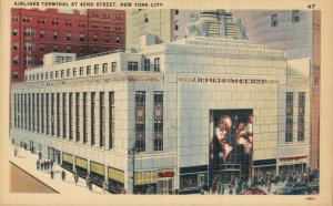 USA Airlines Terminal At 42nd Street New York City Linen Postcard 08.43