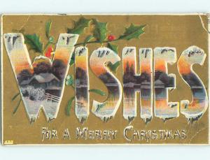 Divided-Back christmas WISHES - WORD SPELLED IN LARGE LETTERS r4568
