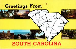 Greetings From South Carolina With Map 1975