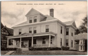 Whitehouse Lodge Route 1 High Street Belfast Maine Vintage Postcard B04